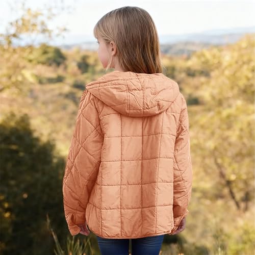 Youth Girls Windproof Pullover Puffer Jacket Hooded Quilted Solid Color Padded Coat Kids Girls Lightweight Warm Clothes3