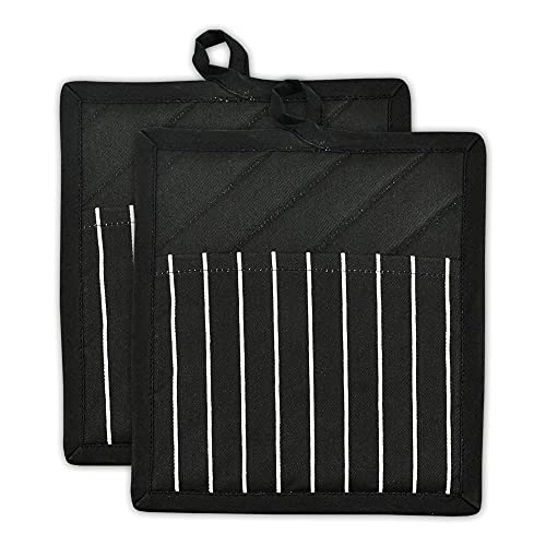 Professional and Commercial Grade, Chef Stripe Kitchen, Potholders, Black by DII - Used condition - US$11.53
