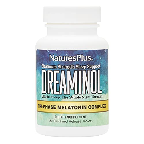 NaturesPlus Dreaminol Tri-Phase Melatonin Complex - 1.5 mg Melatonin, 30 Sustained Release Tablets - Maximum Strength Sleep Support with Lactium, L-Theanine and 5-HTP - 30 Servings