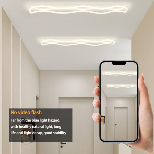 Plafonnier LED dimmable avec télécommande design blanc 100cm