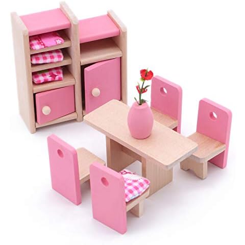 POFET Wooden Dollhouse Dining Room Set Cover