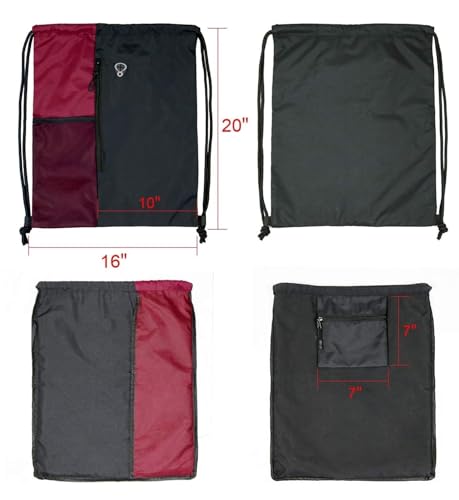 Image of ALASKA Drawstring Backpack Sports Gym Bag Large Size (18 Inch x 14 Inch) for Women & Men, Large Size With Two Zipper Pockets and Water Bottle Mesh Pocket.