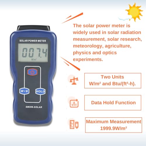 Lux Messgerät, SM206 Solar Power Energie Bestrahlungsstärke Meter Strahlungsmessung Tester Messprüfgerät