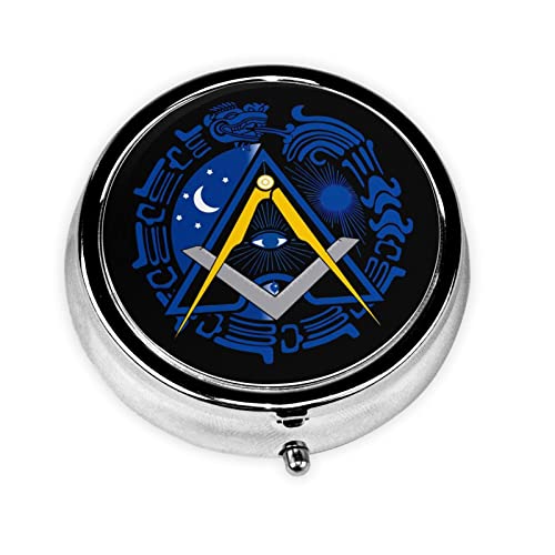 ピルケース フリーメイソン 円形 薬ケース 3段分割 錠剤ケース くすりいれケース 薬ストレージ 習慣薬箱 薬入れ 常備薬収納 小物入れ ガムケース 錠剤管理ケース 薄型 服薬管理に 密閉 多機能 収納ケース 携帯用 軽量 直径4.6cm