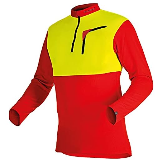 Pfanner Herren Zip-neck Shirt Short Sleeved Forst-Shirt mit Kurzarm, Mehrfarbig (rot/gelb 60), L