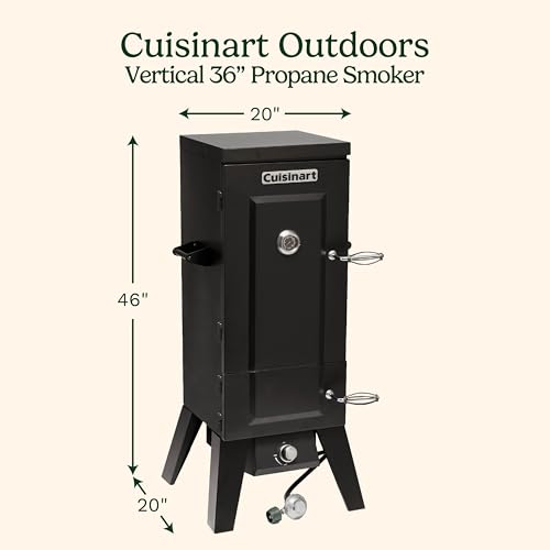 Cuisinart-36-Vertical-Propane-Smoker-4-Removable-Racks-Spacious-BBQ-Smoker-with-Wood-and-Water-Trays-15000-BTU-Heat-for-Smoked-Meat-Brisket-Jerky-Fish-Perfect-for-Tailgates-Backyard-Camping Cuisinart 36 Vertical Propane Smoker 4 Removable Racks Spacious BBQ Smoker with Wood and Water Trays 15000 BTU Heat for Smoked Meat Brisket Jerky Fish Perfect for Tailgates Backyard Camping