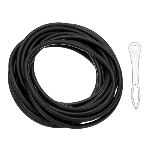 PATIKIL 16.4 Ft(5M) Rubber Tubing, 1/8"(3mm) ID x 1/4"(6mm) OD Sling Shot Rubber Tubing Natural Latex for Exercise Stretching Laboratory Home Hose, Black 3060