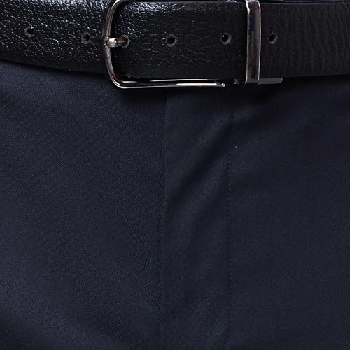 Image of Raymond Men's Slim Fit Mid Rise Poly Viscose Blend Solid Pattern Flat Front Formal Trouser