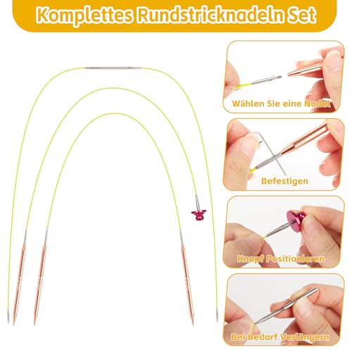 Coopay Austauschbare Rundstricknadeln Set Grün 3,0-10,0 mm mit Tasche – Bild 4