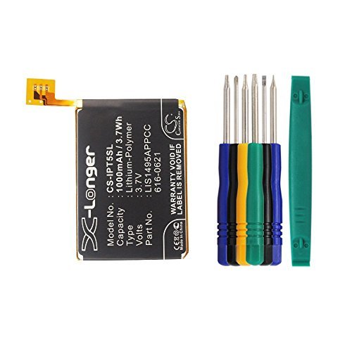 Cameron sino 1000mAh Li-Polymer Replacement 616-0621 LIS1495APPCC Rechargeable Battery for Apple iPod Touch 5 5th Generation with Tools Kit