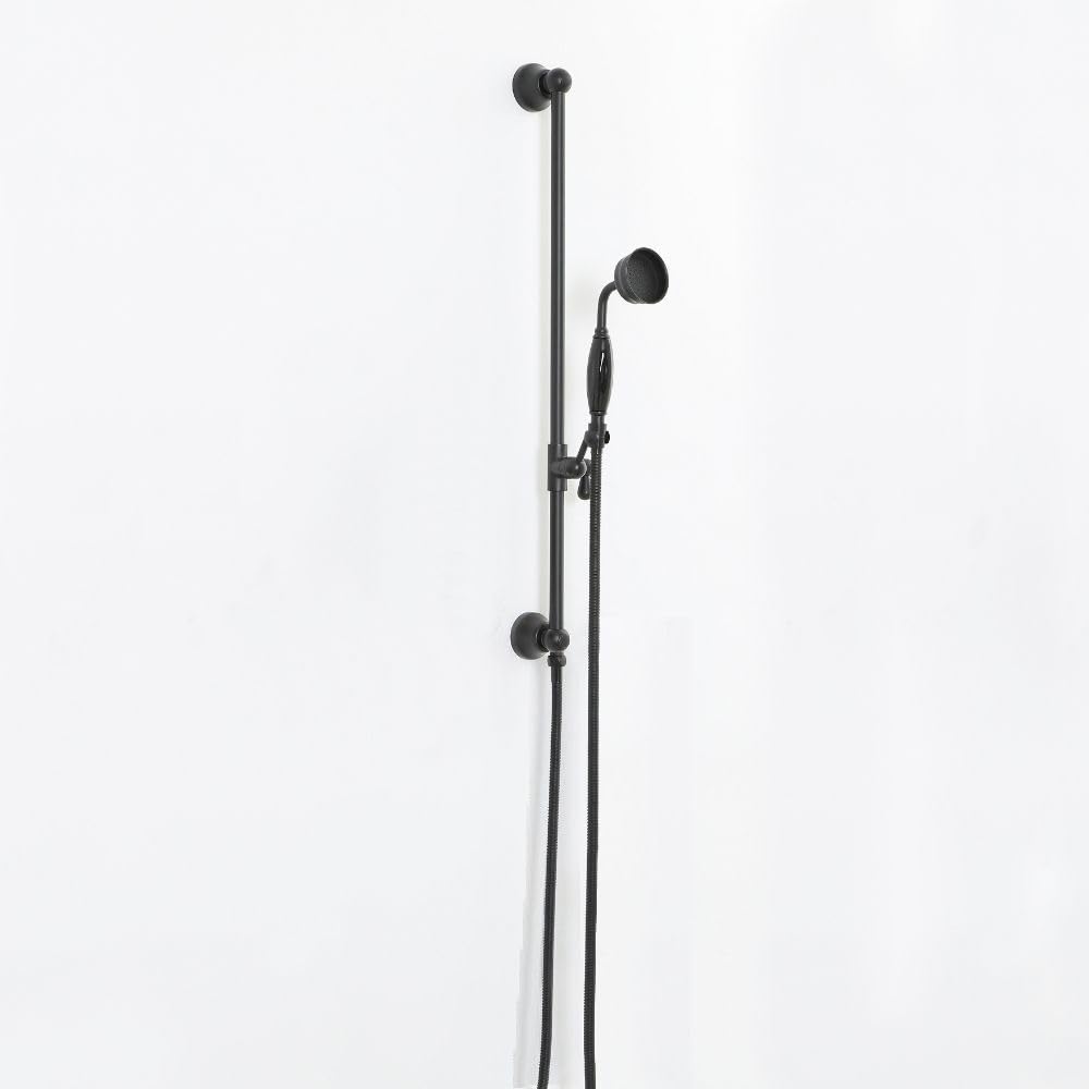 Milano Black Elizabeth Riser Rail Telephone Style Hand Shower Integrated Elbow