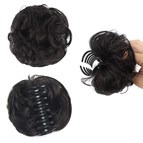 Claw Hair Buns Mini Chignon Hair Piece Updo Bun Extensions Fake Donut Hair Bun Ponytail Extension for Women Girls 2 Packs - Image 2