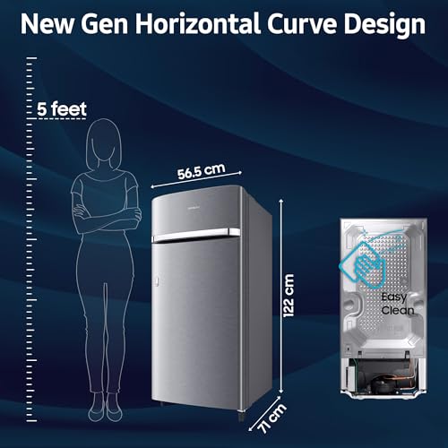 Image of Samsung 189 L, 5 Star, Digital Inverter, Direct-Cool Single Door Refrigerator (RR21H2G25S8 /HL, Silver, Elegant Inox, Single Touch Defrost, 2026 Model)