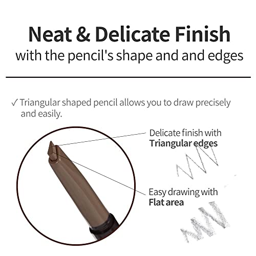 Image of ETUDE Drawing Eyebrow Pencil, Arch Shape for Defined Brow|Brow Pencil with Spoolie |Long Lasting, Transfer Proof & Smudge-Proof |Shade- 06 Ash Brown,0.25g (Pack of 2)