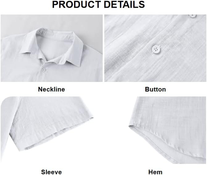 Xenuay Men's Casual Button Down Short Sleeve Shirt Button Up Summer Beach Regular-fit Cotton Speard Collar Tops