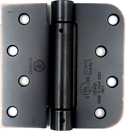 Self Closing Spring Door Hinges Oil Rubbed Bronze 4 Inch- 5/8 Square 6-Pack