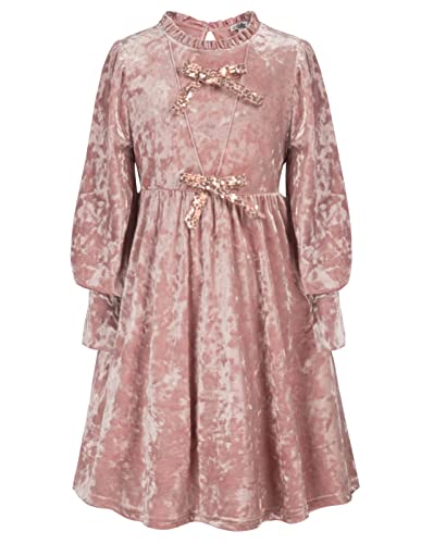 Langarm Kleid Mädchen 116 Kinder Vintage Samtkleid Winterkleid Cocktailkleid Party Ballkleid 110/116 rosa Cover