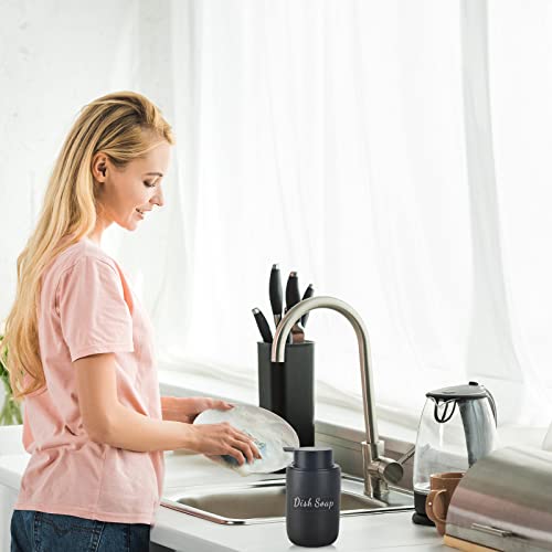 BosilunLife Black Soap Dispenser Set - 2 Pack 12oz Ceramic Dish Soap Dispenser with Rust Proof Pump for Kitchen, Hand Soap and Lotion Set Suitable for Farmhouse Bathroom Decor with Waterproof Labels - Thumbnail 5