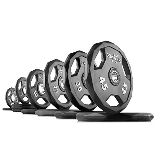 Xmark Black Diamond 255 Lb Set Olympic Weight Plates, One-Year Warranty, Patented Design #TOP3