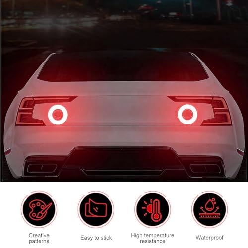 Image of Car Reflective Safety Stickers for Cars & Bikes, Side Fender Bumper, Night Visibility Warning Tape Waterproof High Intensity Reflector Decal Universal Fit (Set of 2, Red)