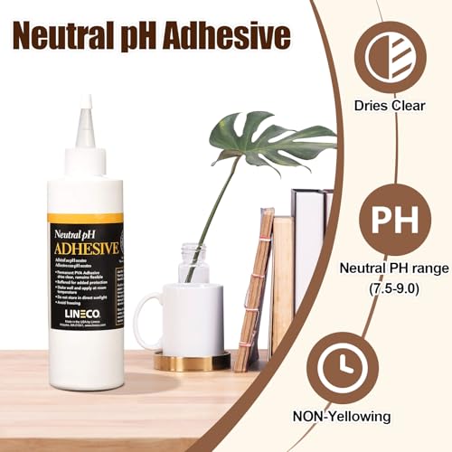 LINECO Neutral pH Adhesive 8 Oz, Acid-Free, All-purpose Glue, Dries Clear and Remains Flexible. Used for Bookbinding and Book Repair, Framing, Collages, Paper Art and Crafts - Image 3