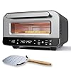 BOLKANI Four à pizza électrique avec pierre à pizza et pelle à pizza – 450 °C pour pizza croustillante au four en pierre en 2 minutes – 1700 W, minuterie, éclairage intérieur et fenêtre de