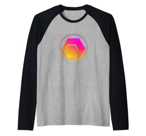 Hex Crypto Digital Sunset Cryptocurrency Stake Technology Raglan Baseball Tee