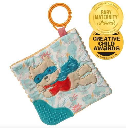 Image of Mary Meyer Crinkle Teether Toy with Baby Paper and Squeaker, 6 x 6-Inches, Lil' Hero
