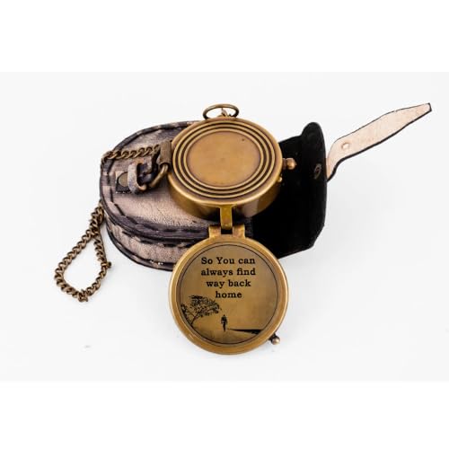 Brújula funcional de latón con cubierta de cuero, estilo náutico vintage, regalo coleccionable miniatura 6