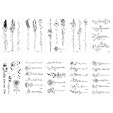 DOVBAN 10pcs Tatouages Temporaires Minimalistes Floraux et Textes noir et blanc imperméables pour les bras des femmes et filles