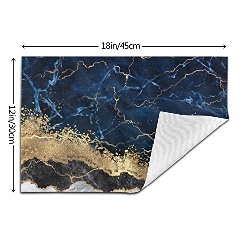 Sets de table tissés résistants à la chaleur imperméables bleu marine - 7