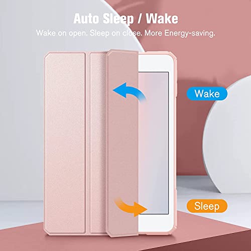 Image of SwooK Hybrid Case for 7.9 inch iPad Mini 5 /4 (A2133 A2124 A2126 A2125 A1538 A1550) With Shockproof Clear Back Shell Flip Cover (Rose Gold)