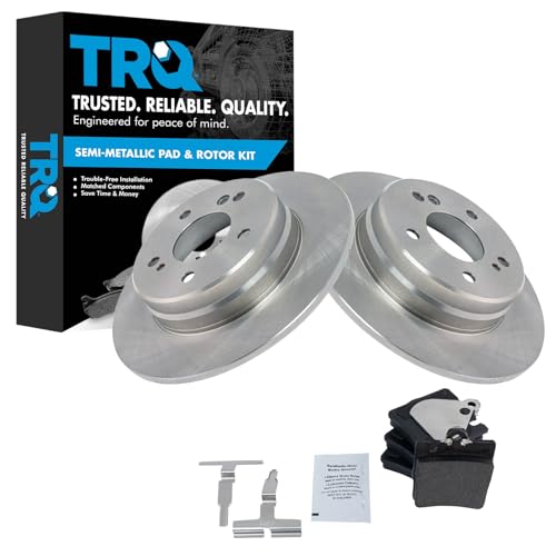 Image of TRQ Rear Brake Pad & Rotor Semi Metallic Compatible with 2004-2008 Chrysler Crossfire 1997-2007 Mercedes-Benz C230 1997-2005 C240 1998-2004 SLK230 2006-2008 SLK280 2009-2011 SLK300 2008-2011 SLK350