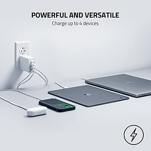 Image of Razer USB-C 130W GaN Charger: 4 Ports - Super Fast Charging for Laptops, MacBook, iPad, iPhone, Samsung Galaxy - Charge Multiple Devices - Compact & Travel Ready - International Plugs Included - White