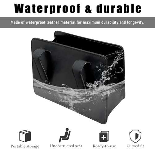 Image of Car Trash Can, Leather Foldable Seat Back Hanging Vehicle Wastebasket, Mini Multifunctional Automobile Organizer with One Roll Trash Bag, Universal Car Accessories (Black)