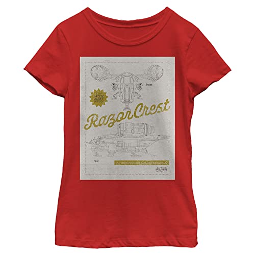 T-shirt fille Razor Crest Star Wars idéal pour l'école en rouge L