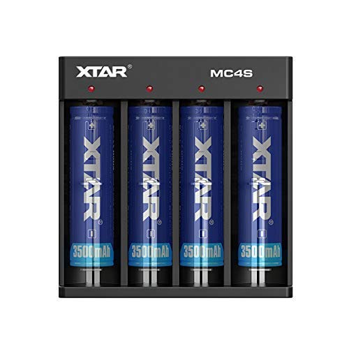 XTAR MC4S - Professionele oplader voor Li-ion- en NiMH-accu's, diepontlading en 0 V-celreactivering, 4 cellen, model MC4S