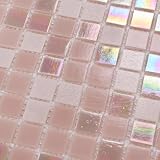 smafusion 11.5 Sq.Ft Rainbow Pink Glass Mosaic Tiles, 12.9' Sheets (10-Pack), Waterproof Mesh-Mounted Backsplash for Kitchen Wall & Bathroom Floor, Grout Required (Not Peel and Stick), 4mm Iridescent