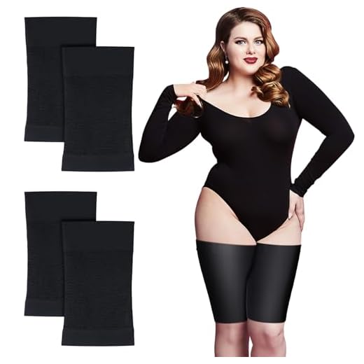 Geyoga 2 Pairs Thigh Wraps for Plus Size Women, Slim Thigh Calf Compression Sleeve Upper Slimming Thigh Wraps for Flabby Thigh