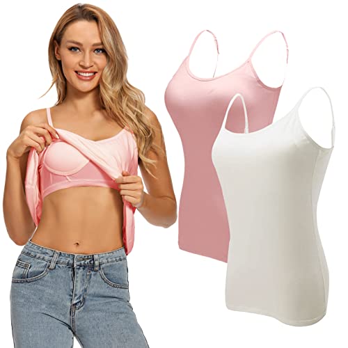 Image of Ibeauti Womens Camisoles Tops with Built in Padded Bra Basic Breathable Tank Top