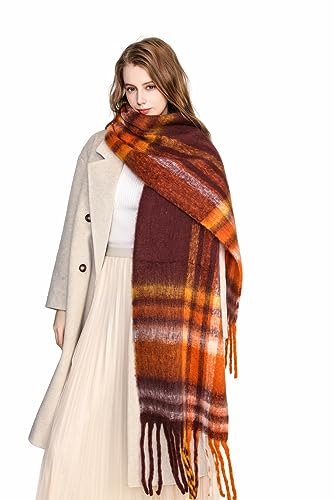 Yatemiole Women's Cashmere Stripes Warm Soft Scarf4