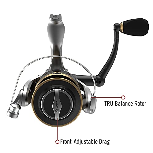 Quantum Strategy Spinning Fishing Reel, Size 60 Reel, Changeable Right- Or Left-Hand Retrieve, Lightweight Composite Body And Rotor, Tru Balance Rotor, Eva Handle Knob, 5.2:1 Gear Ratio, Silver/Gold #TOP3