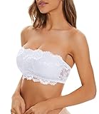 WOWENY Womens Wirefree Lace Bandeau Bra Strapless Tube Top Padded Bralette Seamless Wirefree Bras