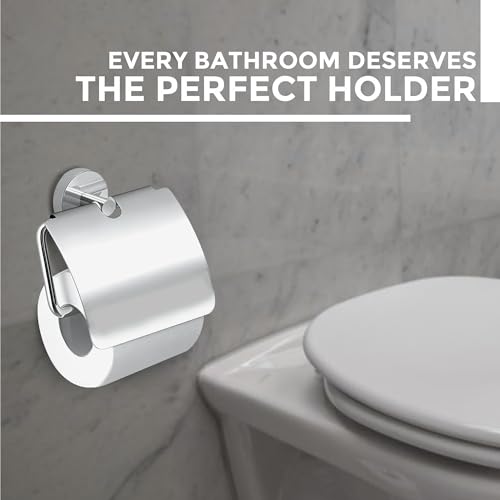 Image of iBELL Toilet Paper Roll Holder for Bathroom | Stainless Steel Toilet Tissue Holder | Wall-Mounted Toilet Roll Stand | Bathroom Accessories - Chrome