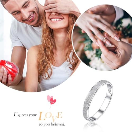 ChicSilver 925 Sterling Silver Ring Customizable Sandblast Finish/Multi-Faceted Ring Wedding Band Comfort Fit Size 4-12 (with Gift Box)3