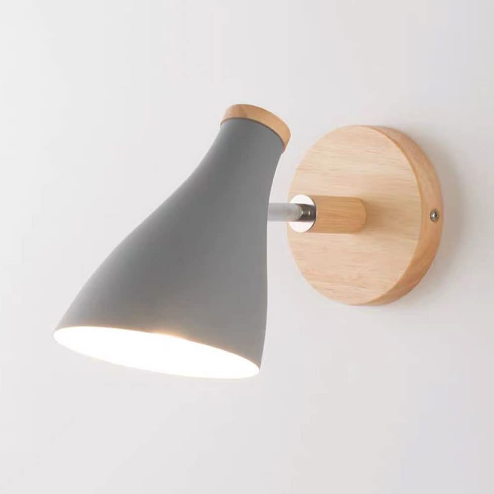 Jadssox Grey Adjustable Wall Light Fixture Nordic Wall Sconce Headboard Lamp, Nordic Bedroom Bedside Reading Wall Lamps Wall Mount Sconces, E27 Hardwired Lighting Fitting Rotatable