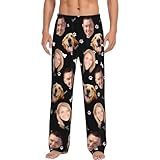 Custom Pajamas - Light Weight Pants, Unisex Funny Sweatpants - Men & Women - Christmas, Halloween - Large, Black