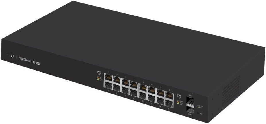 Ubiquiti Networks Ubiquiti EdgeSwitch 16 Switch 16 Puertos Gestionados Montaje en Rack Negro ES-16-150W (Renovado)