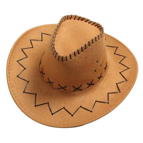 Western Cowboy Hat, Faux Suede, Wide Brim, Stitched Detail, Unise...