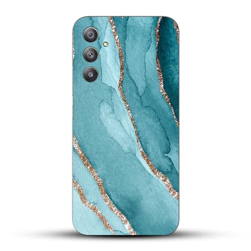Image of COLORflow Back Cover Compatible with Samsung Galaxy A34 5G | Beautiful Blue Marble Golden Stripes | Designer Printed Hard CASE Bumper Back Cover Compatible with Samsung A34 5G